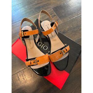 NEW Sergio Ripari Buckled Slingback Leather Flats Sandals Size 40 US 9